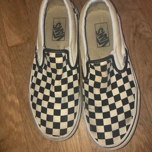 checkerboard vans slip ons